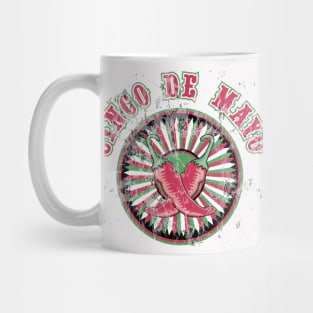 Distressed Cinco de Mayo Logo Peppers Mug